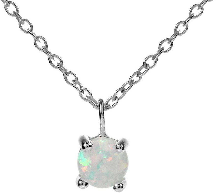 Dainty Round Opal Pendant