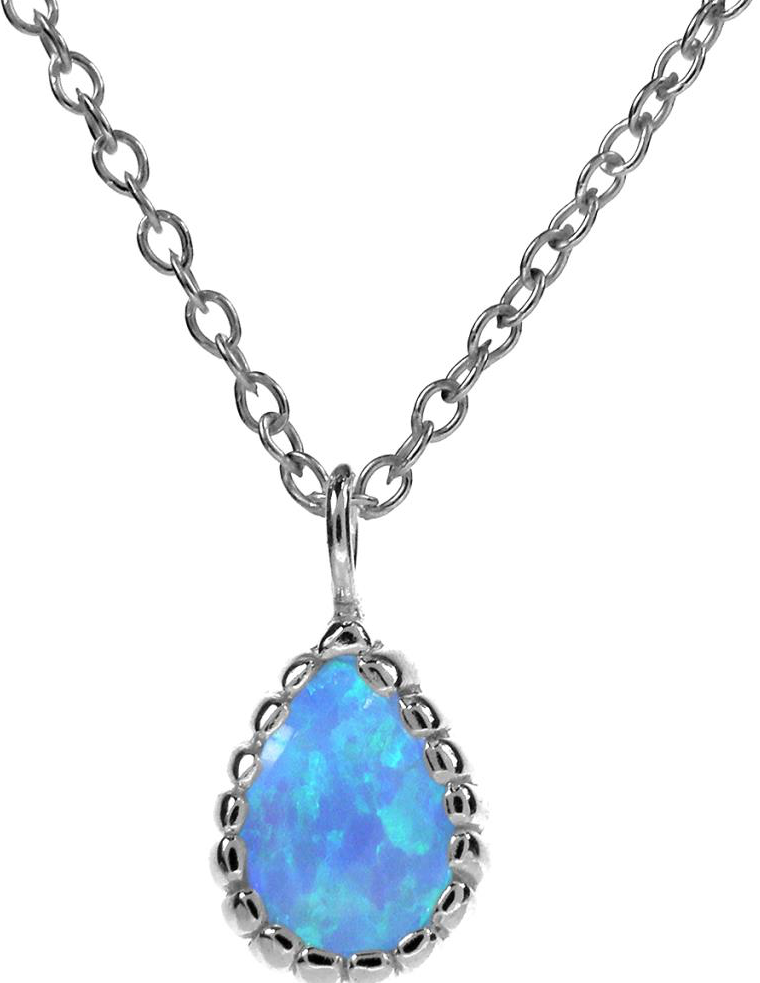 Blue Opal Scalloped Teardrop Pendant