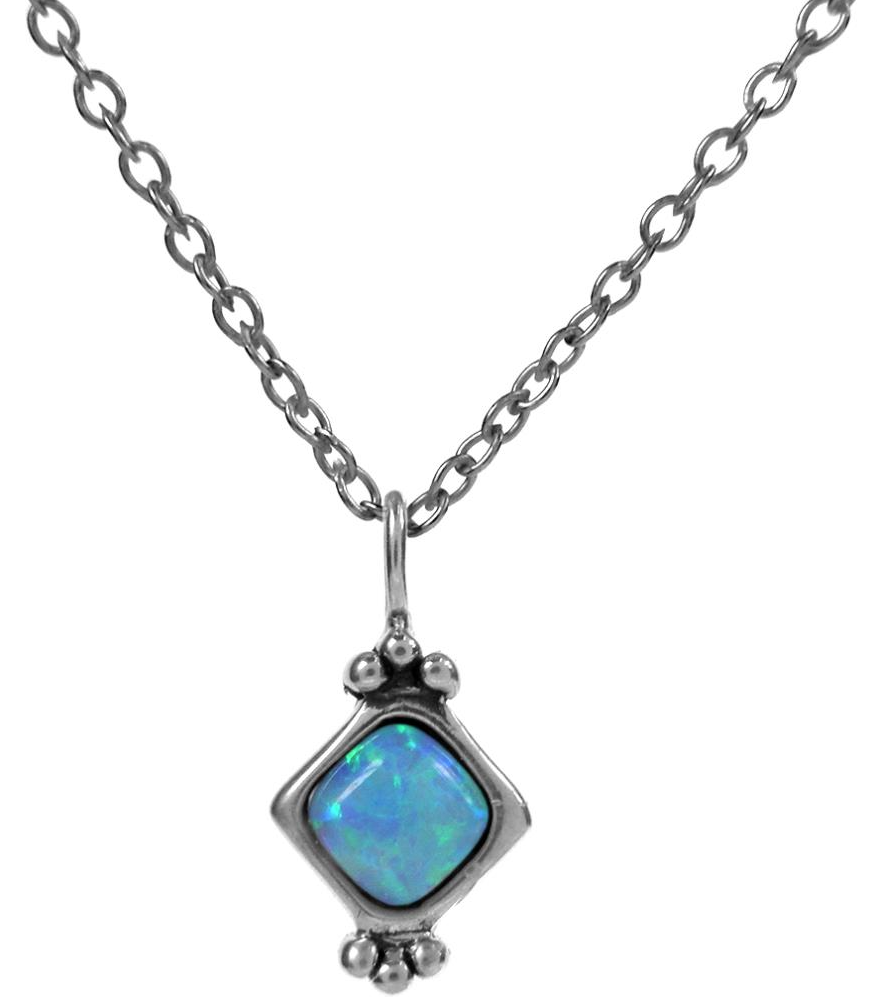 Blue Opal Vintage Square Pendant