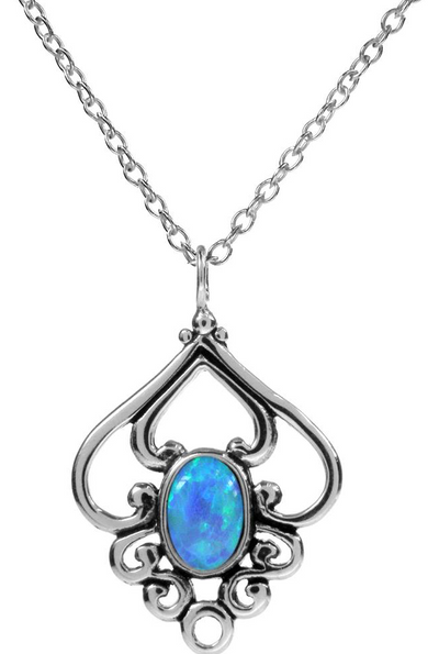 Blue Opal Vintage Fan Pendant