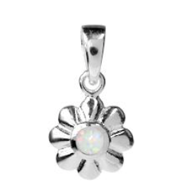 White Opal Flower Pendant