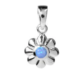 Blue Opal Flower Pendant