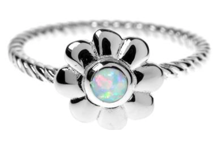 White Opal Flower Ring