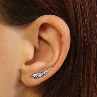 Mini Feather Ear Climber Earrings