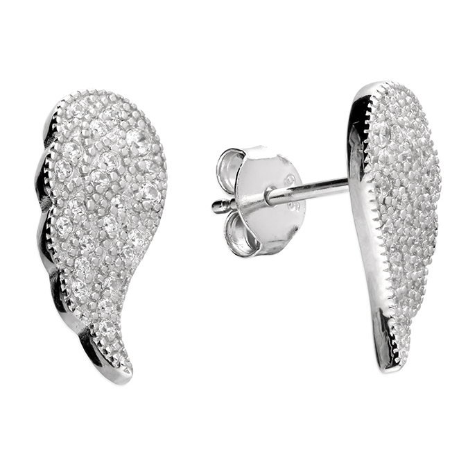 Sparkle Angel Wing Stud Earrings