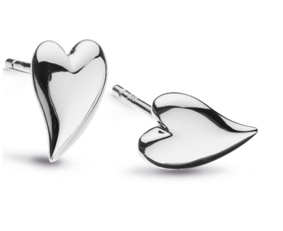 Kit Heath Desire Kiss Rhodium Plate Mini Heart Stud Earrings