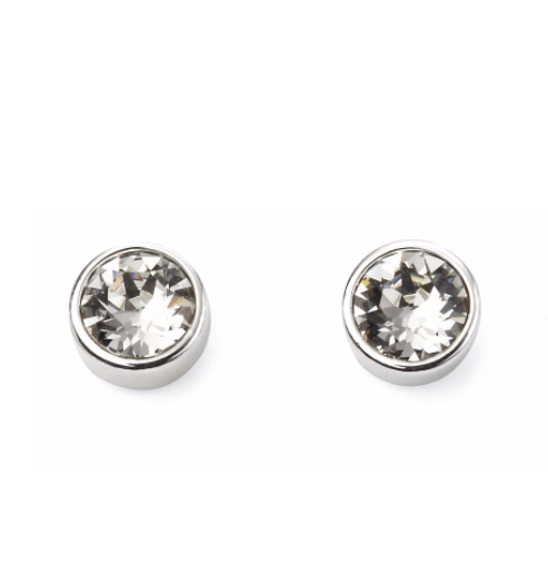 April Birthstone Silver Stud Earrings