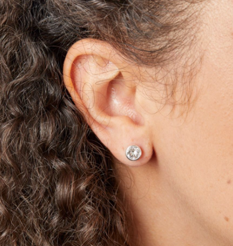 April Birthstone Silver Stud Earrings
