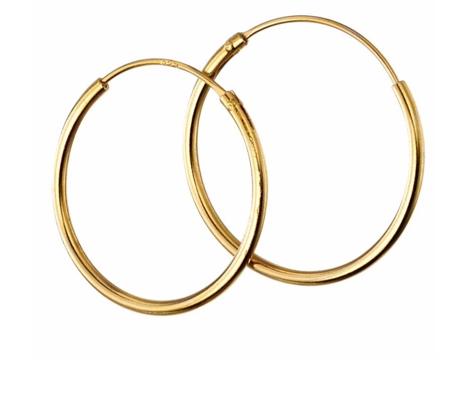 Gold 16mm Plain Hoop Earrings