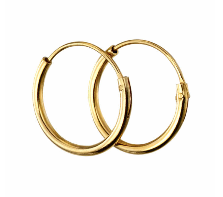 Gold 10mm Plain Hoop Earrings