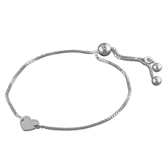 Silver Mini Heart Slider Bracelet