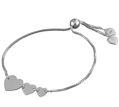 Silver Triple Heart Slider Bracelet