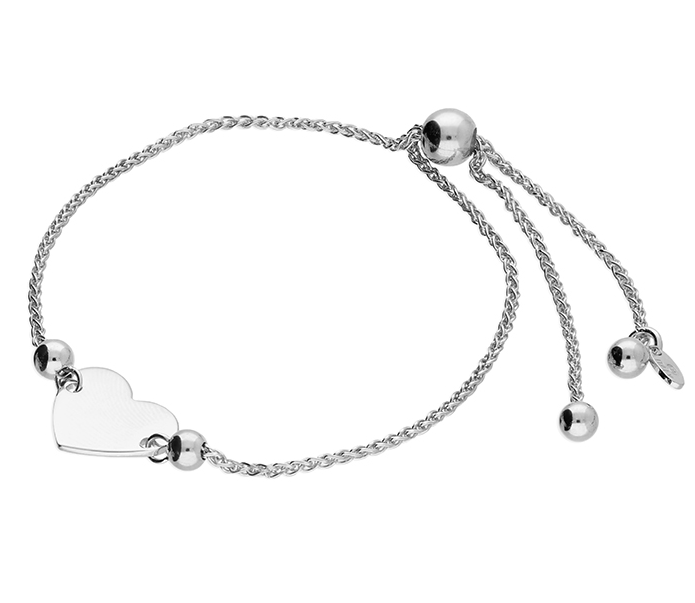 Silver Large Heart Slider Bracelet