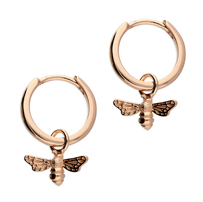 Rose Gold Bee Huggie Hoop Earrings