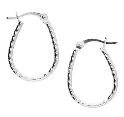 Small Silver Oval Barley Twist Hinged Hoop