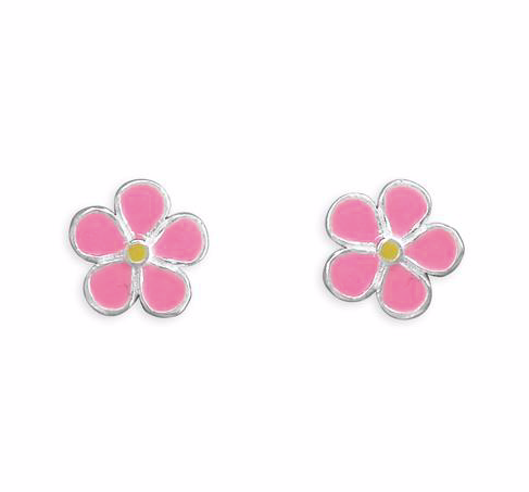 Pink Flower Stud Earrings