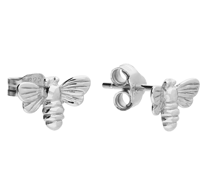 Silver Bumble Bee Stud Earrings