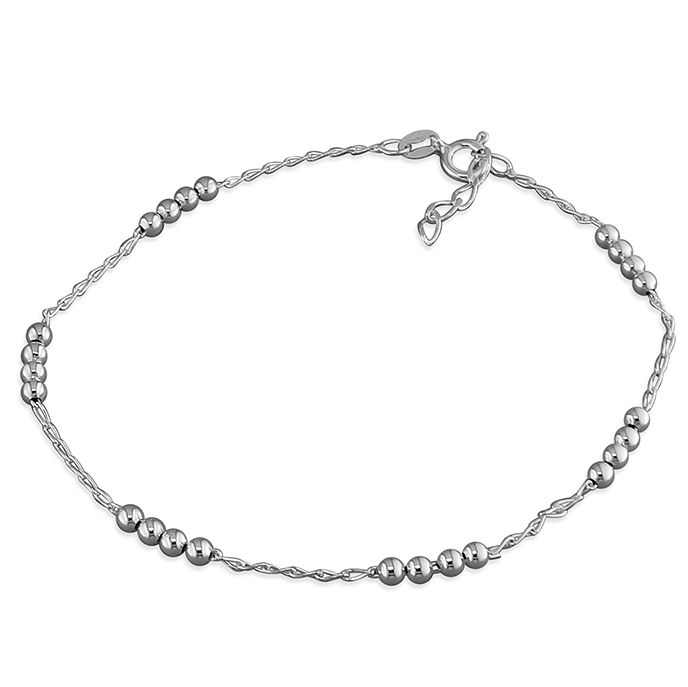 Silver Beaded Ankle Bracelet
