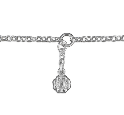 Silver Flower Charm Ankle Bracelet