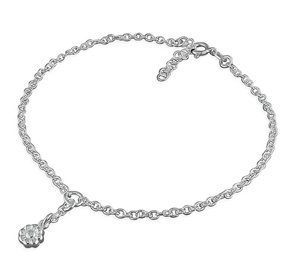 Silver Flower Charm Ankle Bracelet