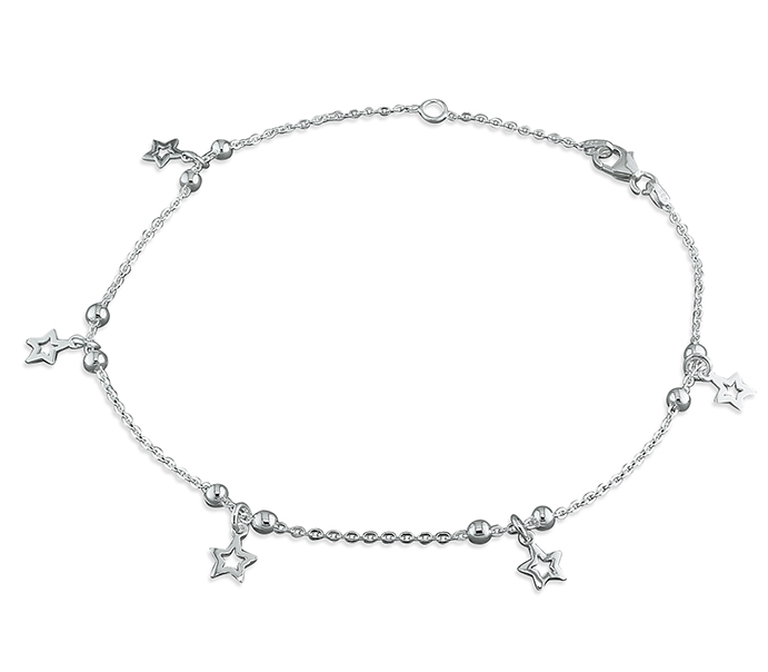 Silver Spaced Stars Ankle Bracelet