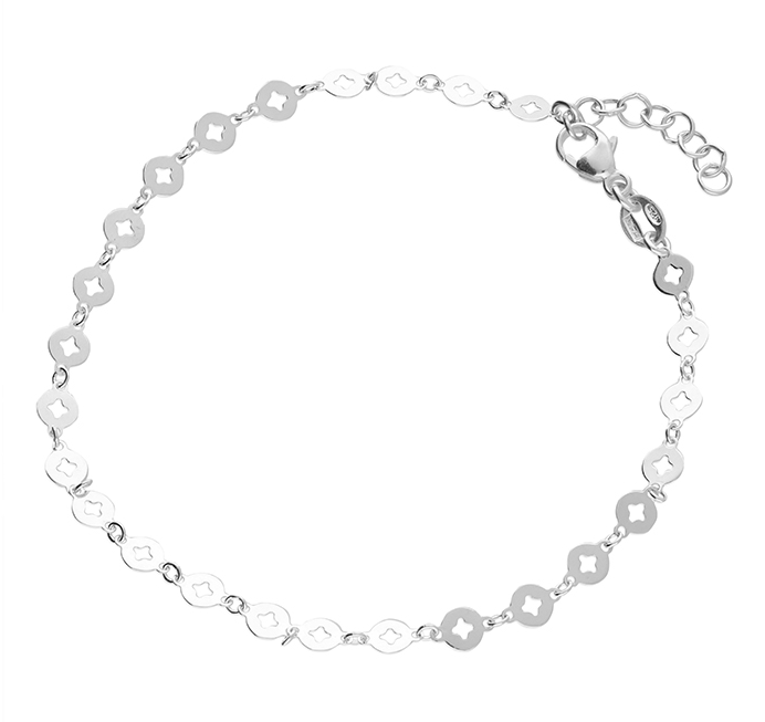 Silver Cut Out Disc Ankle Bracelet