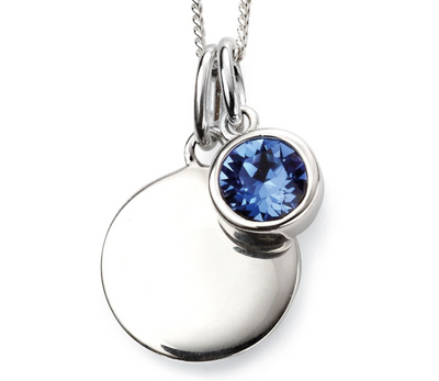 September Birthstone Engravable Disc Necklace