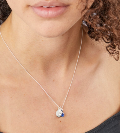 September Birthstone Engravable Disc Necklace