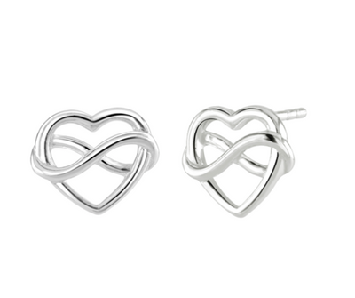 Dew Infinity Heart Stud Earrings