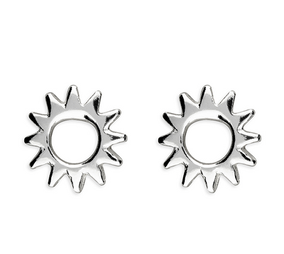 Silver Open Sun Stud Earrings