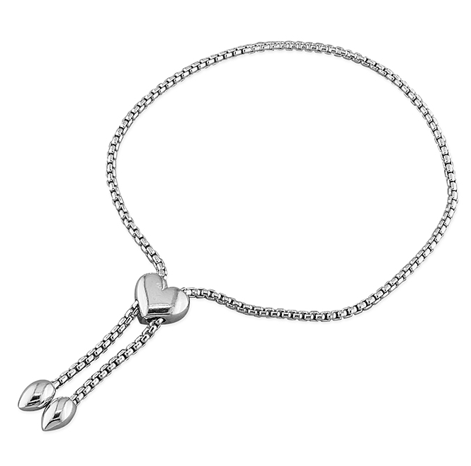 Silver Heart Toggle Slider Bracelet