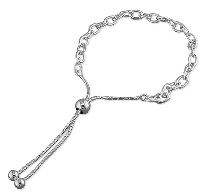 Silver Chain Link Slider Bracelet