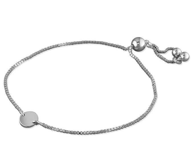 Silver Mini Disc Slider Bracelet