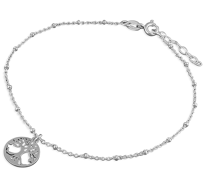 Silver Tree Charm Ankle Bracelet