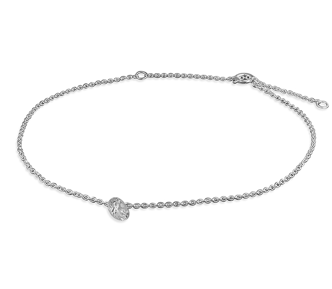 Silver Crystal Charm Ankle Bracelet