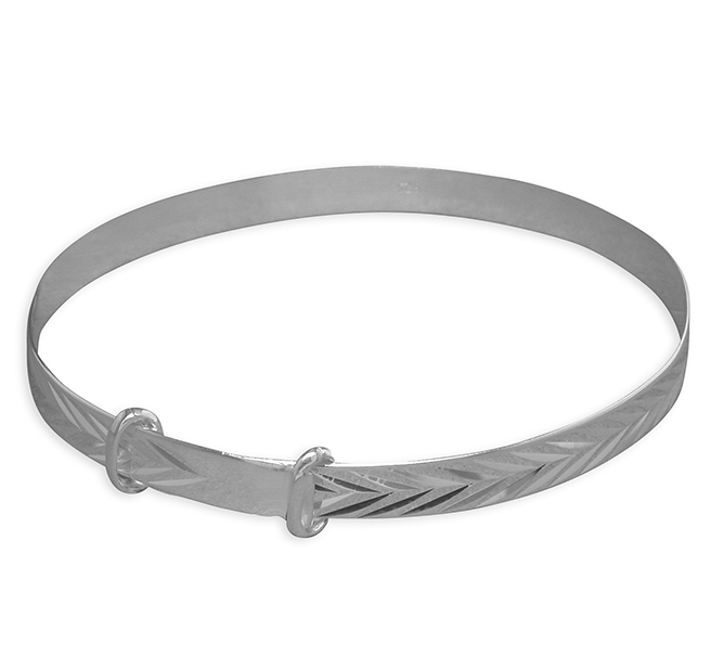 Silver Diamond Cut Expandable Baby Bangle