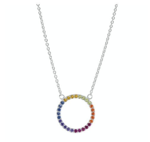 Dew Rainbow Cz Circle Necklace