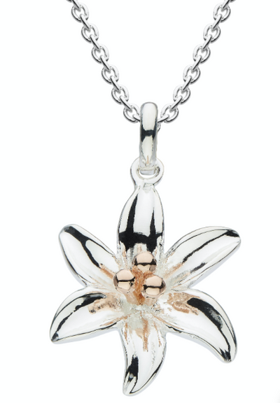 Dew Silver & RoseGold Lily Flower Pendant