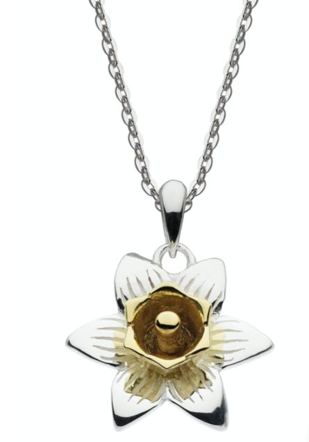 Dew Silver & Gold Daffodil Flower Pendant