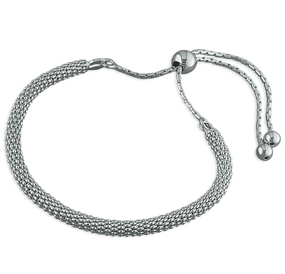 Silver Large Popcorn Slider Bracelet