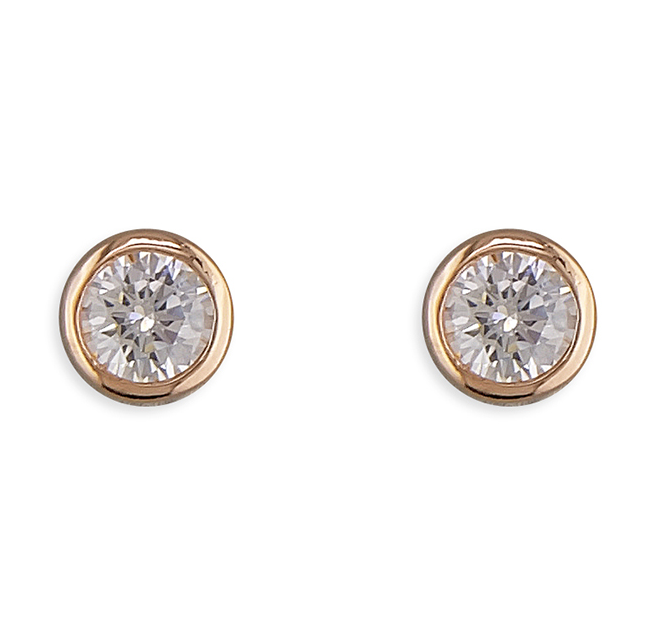 Rose Gold CZ Stud Earrings