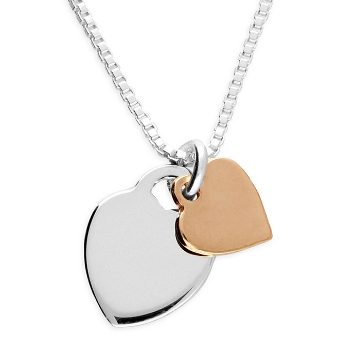 Silver & Rose Gold 2 Heart Pendant