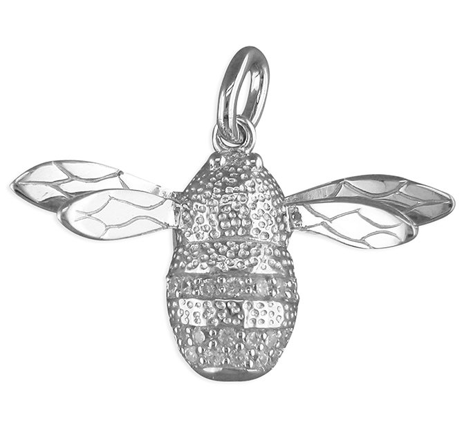 Heavy Silver & CZ Bee Pendant