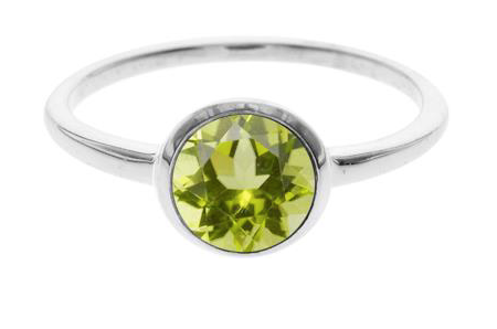 Round Facetted Peridot Ring