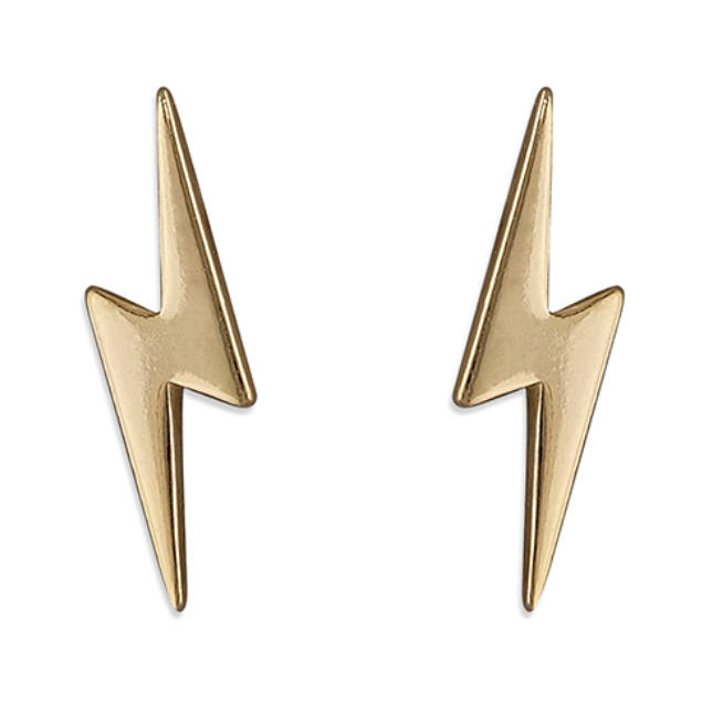 Yellow Gold Lightning Bolt Stud Earrings