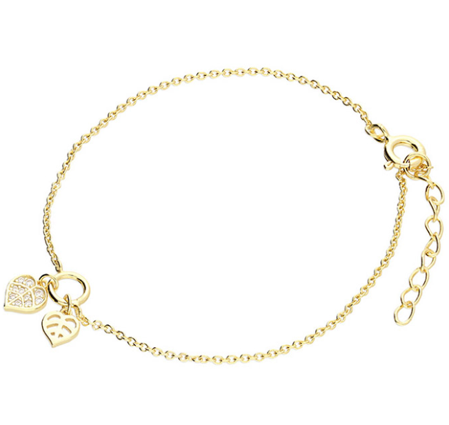 Yellow Gold Leaf CZ Bracelet