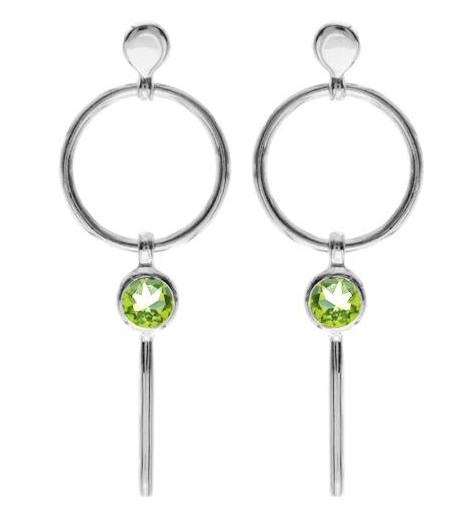 Peridot Hoop & Bar Stud Drop Earrings