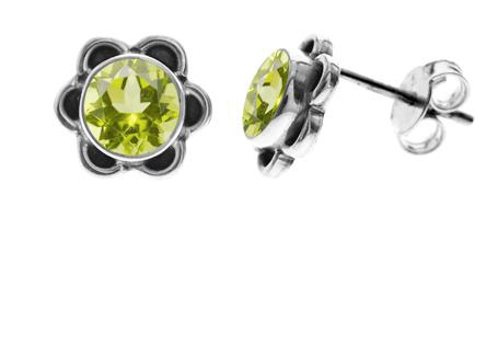 Peridot Flower Stud Earrings