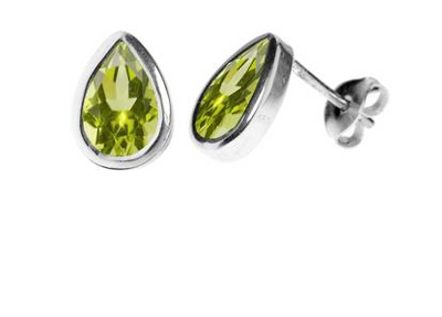 Peridot Tear Drop Shape Stud Earrings