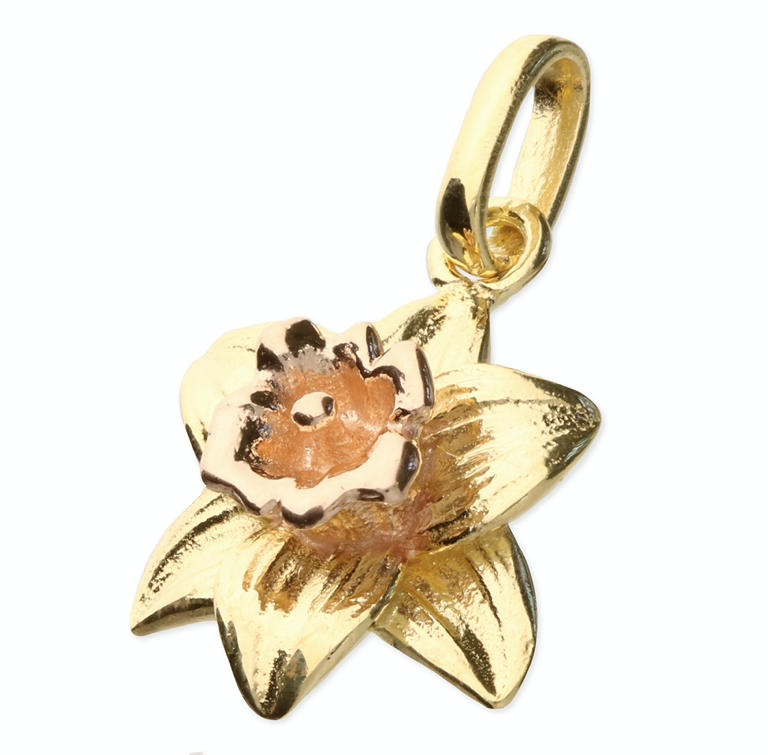 Yellow & Rose Gold Daffodil Pendant